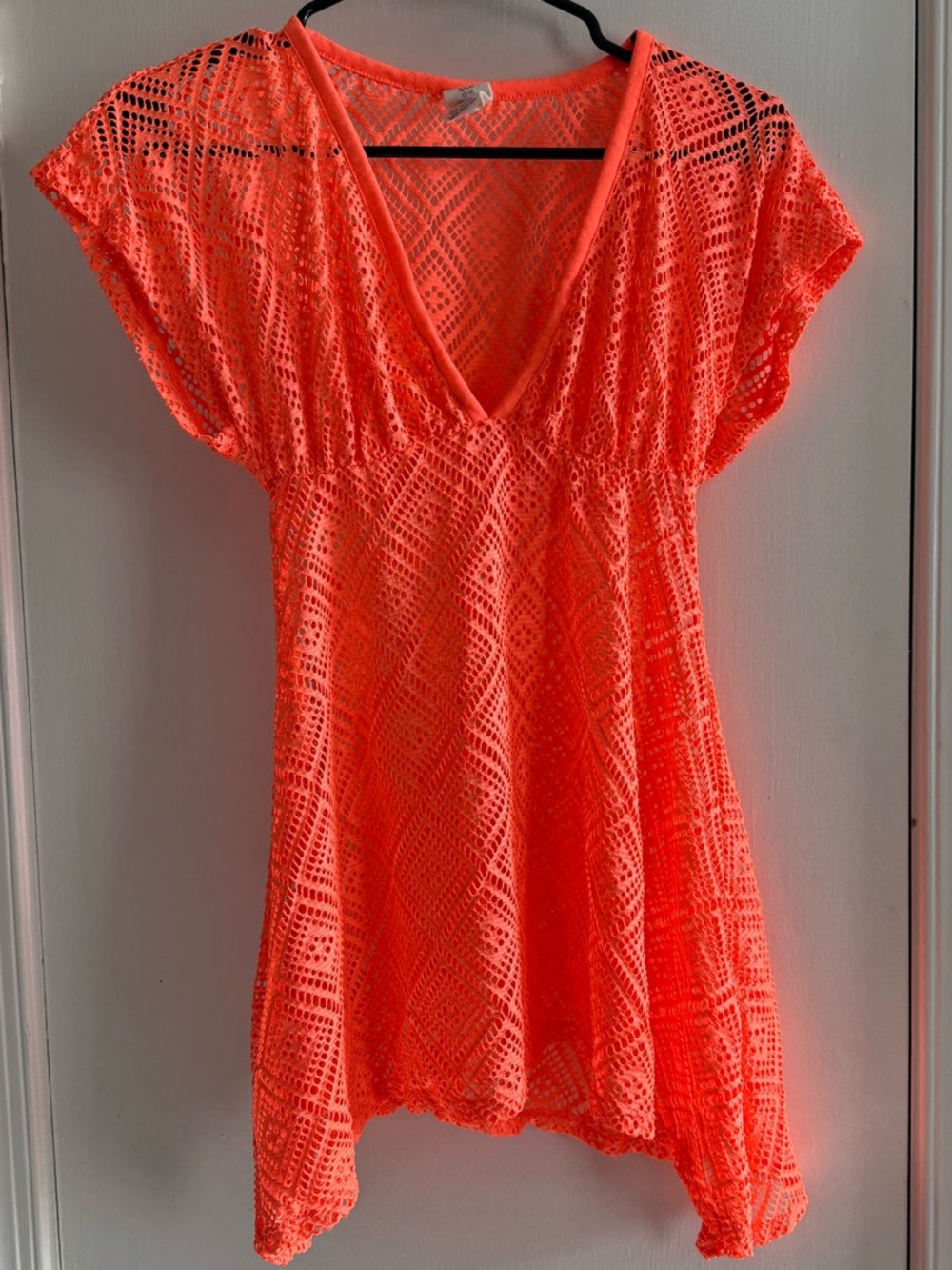 OP Neon Coral Crochet V-Neck Cover-Up Size Kids S